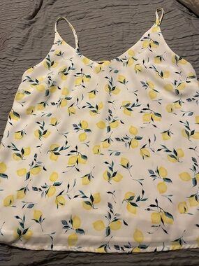 Banana Republic White Lemon-Print with adjust Spaghetti Strap Camisole, size S